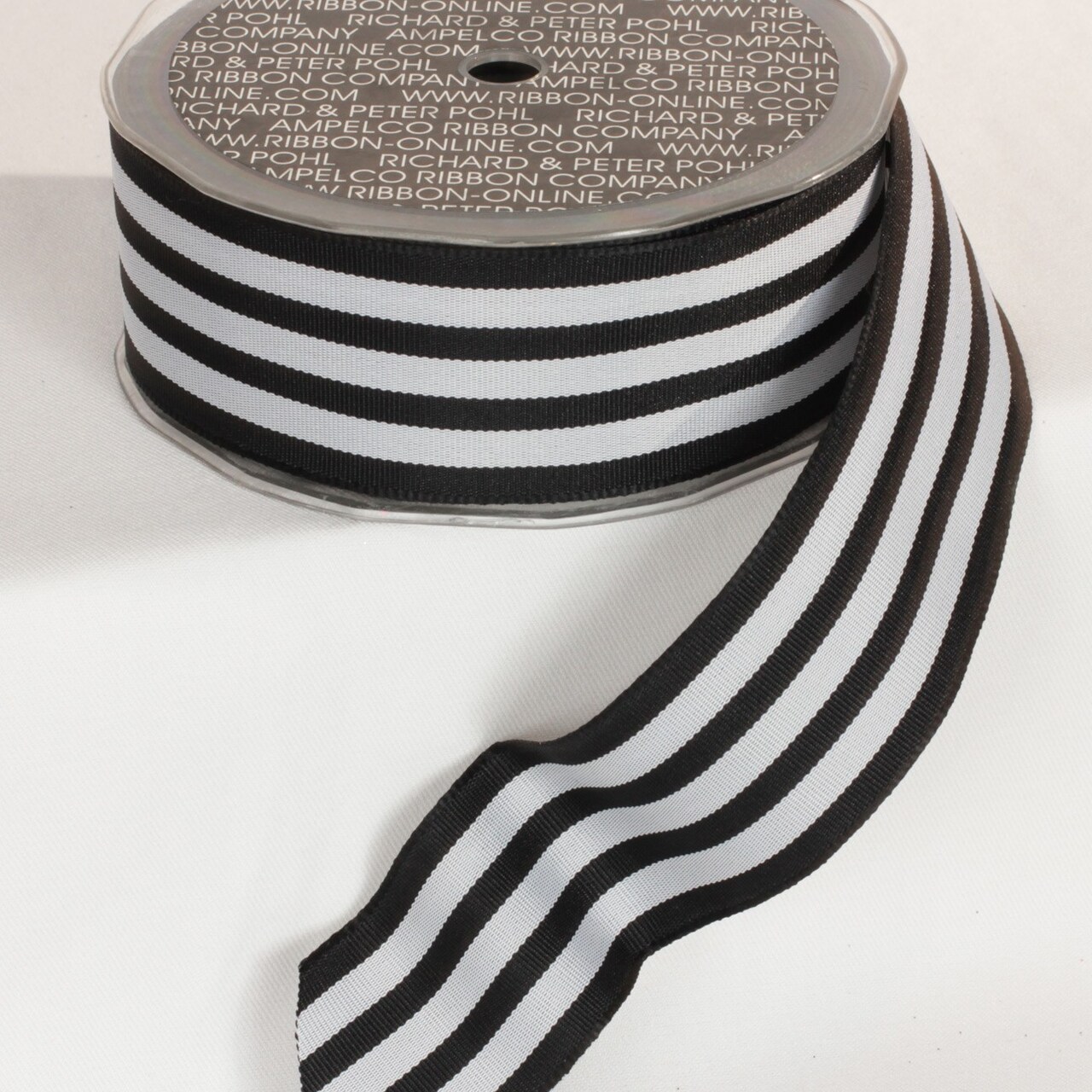 The Ribbon People Black and Gray Striped Wired Craft Ribbon 1.5" x 27 Yards